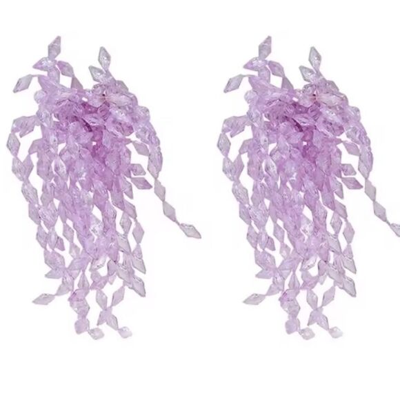 New ANTHRO Lavender beaded Waterfall fringe tassel drop earrings - Picture 2 of 11